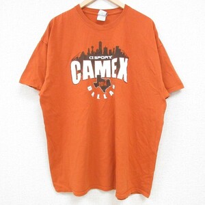 XL/古着 半袖 Tシャツ メンズ CAMEX 大きいサイズ コットン クルーネック オレンジ 24apr03 中古