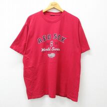 XL/古着 半袖 ビンテージ Tシャツ メンズ 00s MLB ボストンレッドソックス ワールドシリーズ 大きいサイズ クルーネック 赤 レッド メジャ_画像1