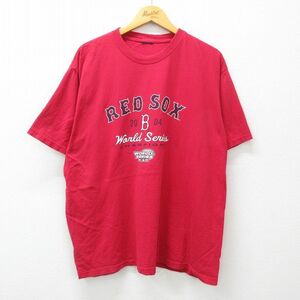 XL/古着 半袖 ビンテージ Tシャツ メンズ 00s MLB ボストンレッドソックス ワールドシリーズ 大きいサイズ クルーネック 赤 レッド メジャ