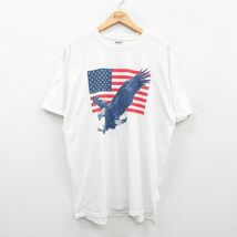 XL/古着 ジャージーズ 半袖 ビンテージ Tシャツ メンズ 00s 星条旗 ワシ クルーネック 白 ホワイト 24apr04 中古_画像1