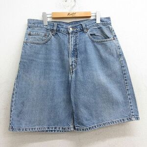 W34/古着 リーバイス Levis 550 ショート パンツ ショーツ メンズ コットン 紺 ネイビー デニム 24apr04 中古 ボトムス 短パン ショーパン