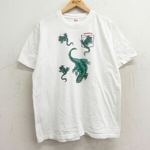 XL/古着 半袖 ビンテージ Tシャツ メンズ 90s イグアナ コットン クルーネック 白 ホワイト spe 24apr05 中古