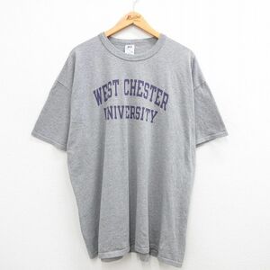 XL/古着 ラッセル 半袖 ビンテージ Tシャツ メンズ 00s ウエストチェスター 大学 大きいサイズ クルーネック グレー 霜降り 24apr05 中古