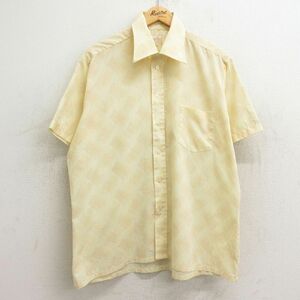 XL/古着 半袖 シャツ メンズ 70s 総柄 薄黄他 イエロー 24apr05 中古 トップス