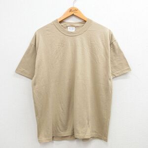 L/古着 ヘインズ 半袖 ビンテージ Tシャツ メンズ 00s 無地 クルーネック ベージュ カーキ 24apr05 中古