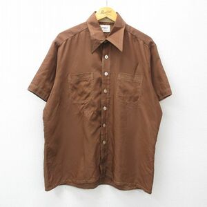 XL/古着 半袖 シャツ メンズ 70s 茶 ブラウン 24apr05 中古 トップス