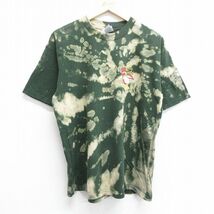 L/古着 半袖 ビンテージ Tシャツ メンズ 00s Bad Ass Cafe コットン クルーネック 緑他 グリーン ブリーチ加工 24apr06 中古_画像2