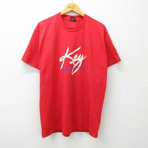 XL/古着 フルーツオブザルーム 半袖 ビンテージ Tシャツ メンズ 90s Key WALK クルーネック 赤 レッド 24apr06 中古