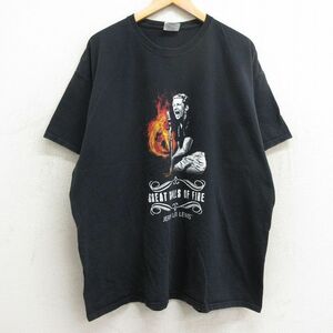 XL/古着 半袖 ビンテージ ロック バンド Tシャツ メンズ 00s ジェリーリールイス 大きいサイズ コットン クルーネック 黒 ブラック 24apr06