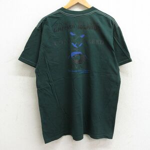 XL/古着 半袖 ビンテージ Tシャツ メンズ 90s ダイビング ケイマン諸島 コットン クルーネック 緑 グリーン 24apr08 中古