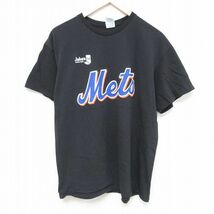 XL/古着 半袖 Tシャツ メンズ MLB ニューヨークメッツ マーティン シャーザー 21 コットン クルーネック 黒 ブラック メジャーリーグ ベー_画像1