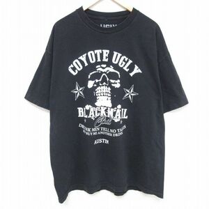 XL/古着 半袖 Tシャツ メンズ スカル スター 大きいサイズ クルーネック 黒 ブラック 24apr08 中古