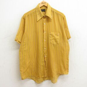 XL/古着 半袖 シャツ メンズ 70s 黄他 イエロー ストライプ 24apr08 中古 トップス