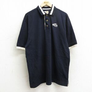 XL/古着 半袖 ポロ シャツ メンズ 90s Brich 大きいサイズ コットン 紺 ネイビー 24apr08 中古 トップス