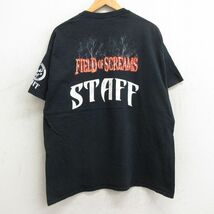 XL/古着 半袖 ビンテージ Tシャツ メンズ 00s フィールドオブスクリーム スタッフ 歯車 大きいサイズ クルーネック 黒 ブラック 24apr08 中_画像2