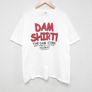 XL/古着 半袖 Tシャツ メンズ DAM SHIRT コットン クルーネック 白 ホワイト 24apr09 中古