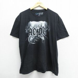 XL/古着 リキッドブルー 半袖 ロック バンド Tシャツ メンズ AC/DC 大きいサイズ コットン クルーネック 黒 ブラック 24apr09 中古
