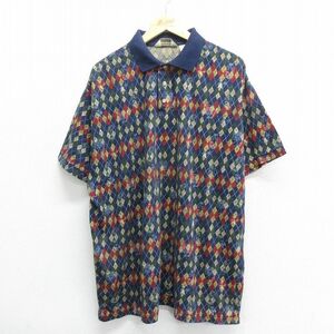 XL/古着 アロー 半袖 ポロ シャツ メンズ 90s ゴルフ アーガイル 大きいサイズ 紺他 ネイビー 24apr09 中古 トップス