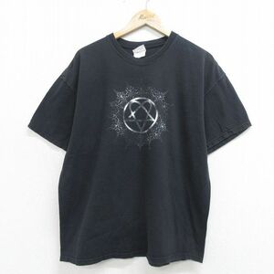 XL/古着 ヘインズ 半袖 ビンテージ ロック バンド Tシャツ メンズ 00s HIM コットン クルーネック 黒 ブラック 24apr09 中古