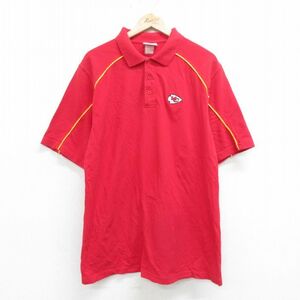 XL/古着 半袖 ポロ シャツ メンズ 00s NFL カンザスチーフス 鹿の子 赤 レッド アメフト スーパーボウル 24apr09 中古 トップス