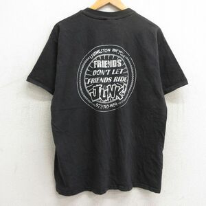 XL/古着 ヘインズ 半袖 ビンテージ Tシャツ メンズ 00s FRIENDS JUNK コットン クルーネック 黒 ブラック 24apr09 中古