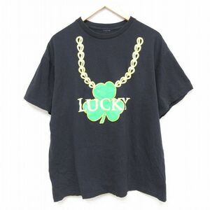 XL/古着 半袖 Tシャツ メンズ クローバー クルーネック 黒 ブラック 24apr09 中古