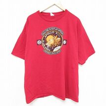 XL/古着 半袖 Tシャツ メンズ アポロ 宇宙 馬 大きいサイズ コットン クルーネック 赤 レッド 24apr09 中古_画像1
