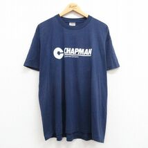 XL/古着 オニータ ONEITA 半袖 ビンテージ Tシャツ メンズ 90s CHAPMAN 大きいサイズ クルーネック 紺 ネイビー 24apr10 中古_画像1