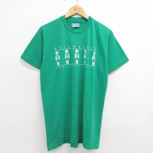 L/古着 ヘインズ 半袖 ビンテージ Tシャツ メンズ 80s NUTCRACKERS 人形 クルーネック 緑 グリーン 24apr10 中古