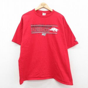 XL/古着 チャンピオン champion 半袖 ビンテージ Tシャツ メンズ 00s アーカンソー大学 レイザーバックス フットボール 大きいサイズ コッ