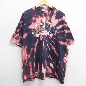 XL/古着 ジャージーズ 半袖 ビンテージ Tシャツ メンズ 00s NANA 花 大きいサイズ コットン クルーネック 紺他 ネイビー ブリーチ加工 24ap