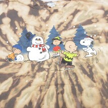 XL/古着 半袖 Tシャツ メンズ ピーナッツ スヌーピー SNOOPY チャーリーブラウン コットン クルーネック ベージュ他 カーキ ブリーチ加工 2_画像3