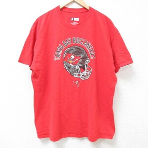 XL/古着 半袖 Tシャツ メンズ NFL タンパベイバッカニアーズ バッカニアー コットン クルーネック 赤 レッド アメフト スーパーボウル 24ap