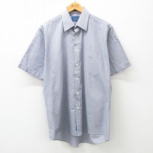 L/古着 タウンクラフト 半袖 シャツ メンズ 90s 紺系他 ネイビー チェック 24apr10 中古 トップス