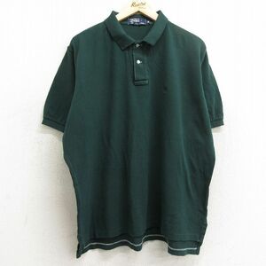 XL/古着 ラルフローレン 半袖 ブラント ポロ シャツ メンズ 90s ワンポイントロゴ 大きいサイズ コットン 鹿の子 緑 グリーン 24apr10 中古