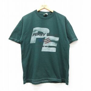 L/古着 ペリーエリス 半袖 ビンテージ Tシャツ メンズ 00s クルーネック 緑 グリーン 24apr10 中古