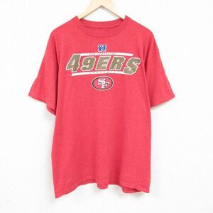 XL/古着 半袖 Tシャツ メンズ NFL サンフランシスコフォーティーナイナーズ 49ers 大きいサイズ クルーネック 赤 レッド 霜降り アメフト