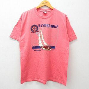 XL/古着 半袖 ビンテージ Tシャツ メンズ 90s ヨット バージニア コットン クルーネック ピンク 24apr11 中古