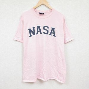 XL/古着 MVスポーツ 半袖 Tシャツ メンズ NASA 大きいサイズ コットン クルーネック 薄ピンク 24apr12 中古