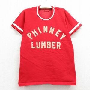 古着 ローリングス 半袖 ビンテージ Tシャツ キッズ ボーイズ 子供服 80s PHINNEY LUMBER クルーネック 赤他 レッド 24apr12