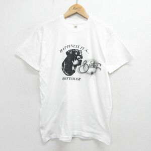 L/古着 フルーツオブザルーム 半袖 ビンテージ Tシャツ メンズ 80s 犬 コットン クルーネック 白 ホワイト spe 24apr12 中古