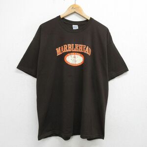 XL/古着 半袖 ビンテージ Tシャツ メンズ 00s マーブルヘッド 灯台 大きいサイズ コットン クルーネック 濃茶 ブラウン 24apr12 中古