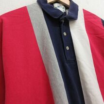 XL/古着 バンヒューセン 半袖 ポロ シャツ メンズ 90s 大きいサイズ コットン 鹿の子 紺他 ネイビー ストライプ 24apr13 中古 トップス_画像2