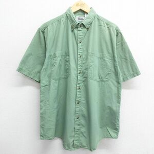 L/古着 ベーシックエディションズ 半袖 シャツ メンズ 00s コットン ボタンダウン 緑 グリーン 24apr13 中古 トップス