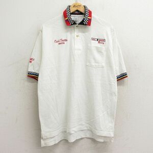 XL/古着 半袖 ポロ シャツ メンズ 00s レーシング SIRIUS コットン 鹿の子 白他 ホワイト 24apr13 中古 トップス