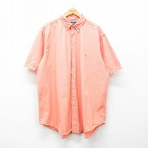 XL/古着 ラルフローレン 半袖 ブランド シャツ メンズ 90s ワンポイントロゴ オックスフォード 大きいサイズ ロング丈 コットン ボタンダウ_画像1