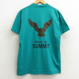 L/古着 オニータ ONEITA 半袖 ビンテージ Tシャツ メンズ 90s 鳥 サミット クルーネック 青緑 24apr13 中古