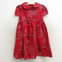 古着 半袖 ワンピース キッズ ガールズ 子供服 ペイズリー柄 赤他 レッド 24apr13_画像1