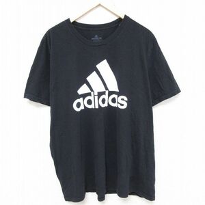 XL/古着 アディダス adidas 半袖 ブランド Tシャツ メンズ ビッグロゴ 大きいサイズ クルーネック 黒 ブラック 24apr13 中古