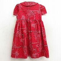 古着 半袖 ワンピース キッズ ガールズ 子供服 ペイズリー柄 赤他 レッド 24apr13_画像3